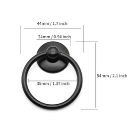 Asamuyu 12 Pieces Drawer Pull Ring Knobs Metal Ring Pull Handle Knobs Used for Cabinet Drawer Cupboard Dresser Door (Black)