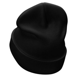 e4Hats.com Double Heart Embroidered 12 Inch Long Knitted Beanie - Black OSFM