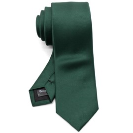 WANDM Narrow Skinny Tie, Thin Tie, 2.4 inches (6 cm) Width, Washable, Solid Color, grosgrain / dark green,
