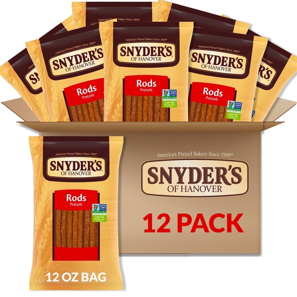 Snyder's of Hanover, Pretzel Rods, 12 Oz Bag (Pack of 12)