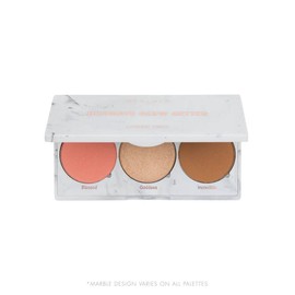RealHer ULTIMATE GLOW GETTER CHEEK TRIOa universal peach color. Blush, highlight, and bronzer