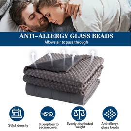yescool Weighted Blankets for Adults Cooling Weighted Blanket with Washable Cover Queen Size 25lbs 60"x80",Heavy Blanket with Minky Duvet Cover Cozy Thick Throw Blanket with Premium Glass Beads Grey