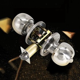 Door Knob, Exterior and Interior Door Lock for Commercial Residential Area, Entry Door Knob for Front Door, Bedroom, Bathroom, Matte Black (45-65MM(Without The Key))