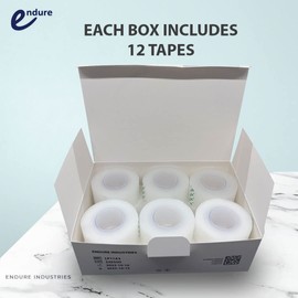 Endure Entape Hypoallergenic Transparent Surgical Plastic Tape, Pack of 12, Waterproof Latex Free Tape (1 Inches Width x 10 Yards Length)