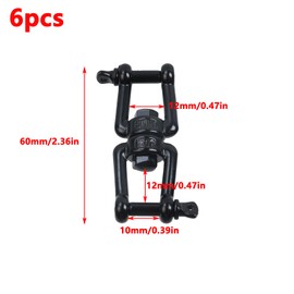 Antrader Boat Anchor Swivel Shackle,6Pcs 3/16" (M5) Swivel Double Shackle 304 Stainless Steel Boat Anchor Chain Connectors,Black