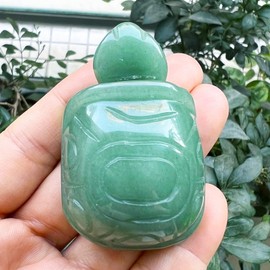 Neyisaa 2"(50mm) Carving Turtle Statue, Natural Animal Tortoise Figurines Collectible Fengshui Pocket Stone Sculpture, Green Aventurine