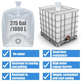 Teenyyou 275 Gallon Water Tank IBC Tote Cover with Bottom Water Outlet IBC Storage Tank Liner Bag Clear Protective Liner Bag Protection Accessories for 1000L Rain Catcher Barrel