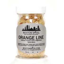 Boston Spice Orange Line Handmade Seafood Fish Poultry Chicken Turkey Ribs Pork Vegetables Potato Chops Shrimp Cod Mahi Swordfish BBQ Wings Barbecue Grilling Smoker Dry Rub Seasoning 1/2 Cup 2.7oz/78g Jar