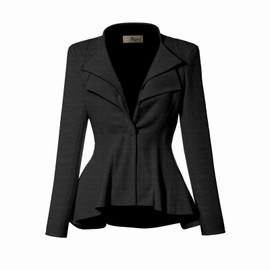 Hybrid & Company Women Double Notch Lapel Office Blazer JK43864 1073T Charcoal XLarge