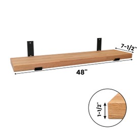 CONSDAN Floating Shelf for Wall Mounted Book Shelf Hanging Shelves Floating Bookshelf for Bedroom, Bathroom, Living Room, Kitchen USA Grown Solid Hardwood, Natural Oak 48x7.5x1.5 in
