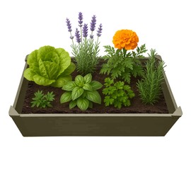 One Sweet Earth Raised Garden Bed - 2x4 ft Planter Box - Weathered Wood HDPE - No Tools Needed - DIY Kit for Urban Gardening, Flowers, Herbs & Vegetables - Made in The USA