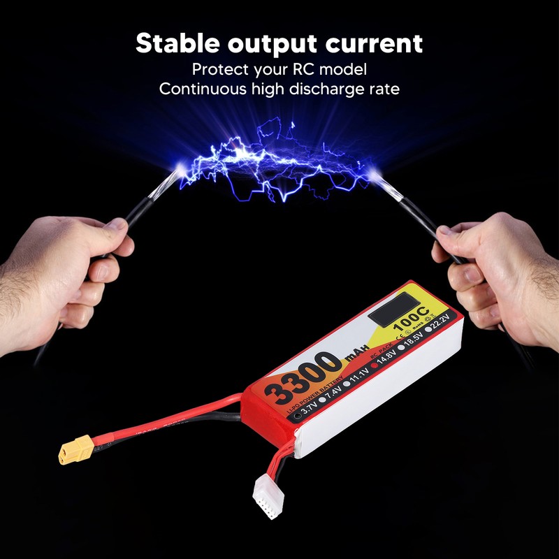 3300mAh Lipo Battery 100C Discharge Rate 14.8V 4S XT60 Plug