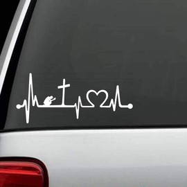 Bluegrass Decals K1124 Praying at The Cross Heartbeat Lifeline Decal Sticker