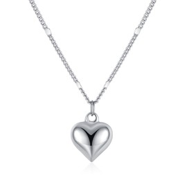 SLUYNZ Solid 925 Sterling Silver Love Heart Choker Necklace for Women Teens Simple Sweet Heart Pendant Necklace (A-Silver)