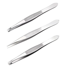 Professional Tweezers Set Hair Plucking Tweezers 3-Piece Pointed Tweezers for Eyebrow Plucking, Slanted Tweezers for Precise Eyebrow Hair Removal, Rustproof Stainless Steel Polished