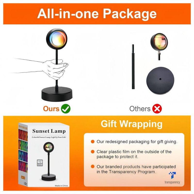 JIMEI Sunset Lamp Projector Led Lights for Bedroom Night Light