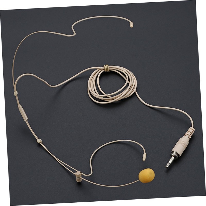 FUNOMOCYA Beige Headset Microphone with Earhook Wired Earbud with Mic