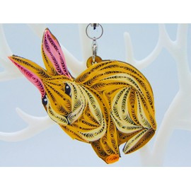 Rabbit, Home Decorations Holiday Decor, Handmade Ornament for Animal Lovers, quilled ornament, Handbag Backpack Bag Purse Mobile Phone Car Hanging Decorations by GREENHANDSHAKE