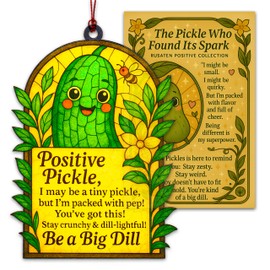 Rusaten Suncatcher Ornament Inspirational Gifts For Women Men, Positive Pickle Gifts For Women, Birthday Valentine Emotional Support Gift For Teacher, Mom, Dad, Daughter, Friend, Coworker (Pickle)