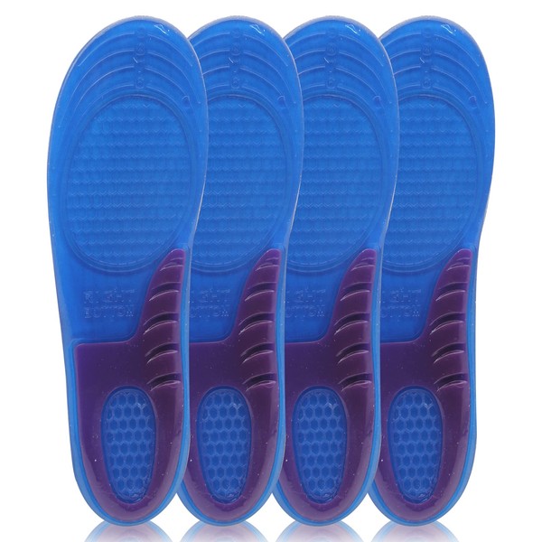 MQUPIN 2 Pairs Plantar Fasciitis Gel Insoles for Women/Men, Arch Support & Pain Relief & Flat Feet Correction Shoe Pads for Sneakers, Heels, Work Boots (M, for Men's Size: 6-10; Women's Size: 4.5-8.5)