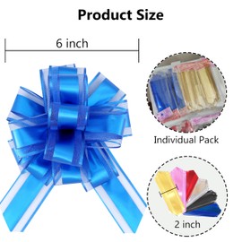 sxvblly 6 PCS Large Pull Bows 6 Inch Blue Bows for Gift Wrapping Wedding Basket Decorated Birthday Party Christmas Gift Boxes Flower Decorations