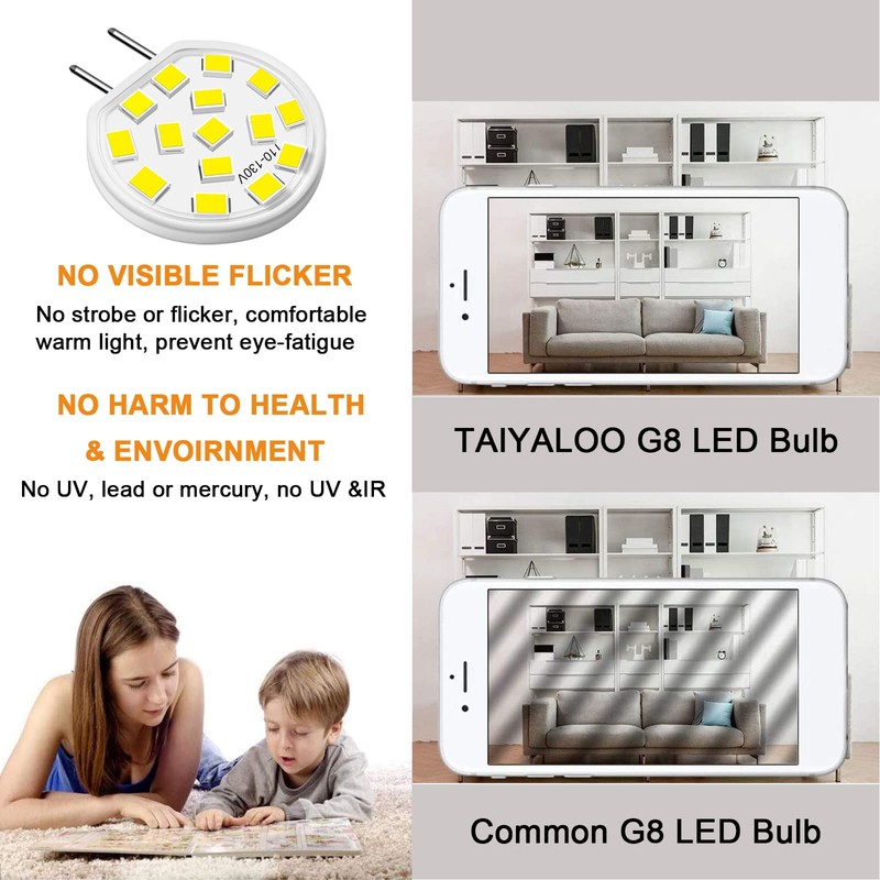 TAIYALOO G8 LED Bulb Dimmable, 3W (30W-35W Halogen Equivalent), T4