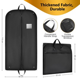 ecooe Garment Bag, Black Garment Cover, Clothes Protector, Storage Bags, Suit Bag with 1 Shoe Bag (110 × 60 cm)