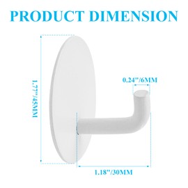 suiwotin 6pcs Self Adhesive Wall Hooks, Stainless Steel Adhesive Hooks for Hanging, Heavy Duty Sticky Towel Hooks for Bedroom, Kitchen, Bathroom Utility Hooks (White, Round)