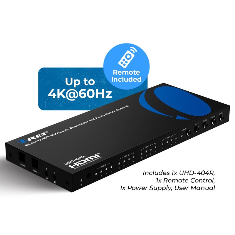 OREI 4x4 4K HDMI Matrix Switcher Splitter, (4-Input, 4-Output) Switch