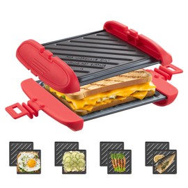 Mico Dingker Microwave Sandwich Maker, Microwave Toastie Maker, Snack Maker & Panini Press, Microwavable Metal, Removable Non-Stick Plates Silicone Microwavable Cookware, Heatwave Technology, Orange