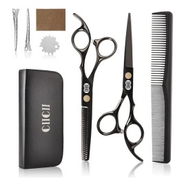 Ciicii Tijeras Para Cortar Cabello Profesional, 6.7 Tijeras Barbero, Tijeras De Peluqueria, 8pzs Kit Para Cortar Cabello (tijeras Para Degrafilar & Tijeras Cortar Pelo) Para Bricolaje Hogar Barberia.