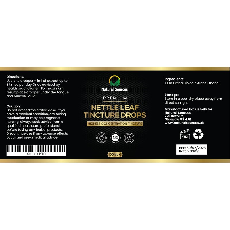 Stinging Nettle Leaf Tincture Drops - Fresh Plant Extract organically