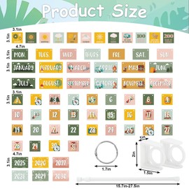 JarThenaAMCS Camping Adventure Calendar Bulletin Board Set Camping Flip Calendar with 68 Cards & Adjustable Holder for Classroom Home Office DIY Decoration Supplies