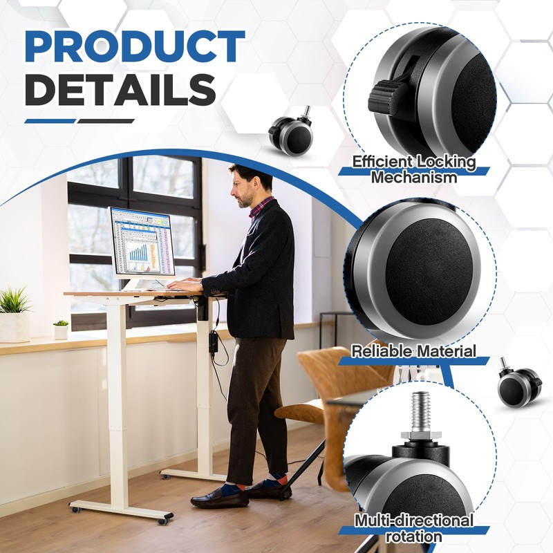 Cinnvoice 12 Pcs 2 Inch M8 Threaded Caster Office Chair