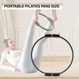 Zmarthumb Pilates Ring, 13.5" Silicone Magic Pilates Fitness Circle with Dual Grip, Lightweight & Durable Flexible Resistance Exercise Equipment for Toning Arms, Thighs, Legs, Core (Black)