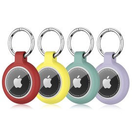 Vancle 4 Pack Air tag Holder, Waterproof Air Tag Cases for Air Tag Keychain, Anti-Scratch Protective Case for Luggage, Pet Collar, Backpack (Yellow/Orange/Mint Green/Purple)