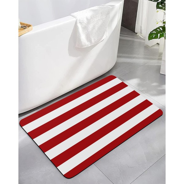 Bath Mat, Christmas Valentine's Day Decoration Red and White Stripes