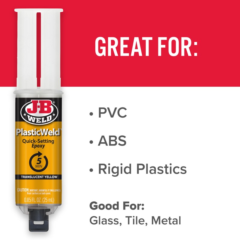 J-B Weld 50132 PlasticWeld Quick-Setting Epoxy Syringe - Translucent Yellow