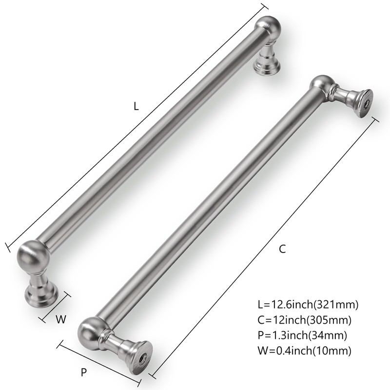 khtumeware 5 Pack 12 Inch Hole Center Brushed Satin Nickel