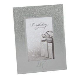 40th Birthday 4" x 6" Glitter Mirrored Glass Frame, 40 design