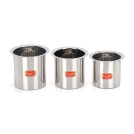 Sumeet Stainless Steel Ganj/Milk Boiler/Milk Pot/Long Tapeli Set of 3 Pieces (400ml, 550ml, 750ml), Silver