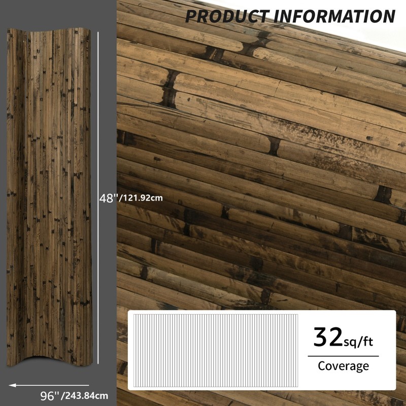 Art3d Bamboo Wall Panels for Interior Wall Decor48"H x 96"L