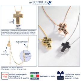 inSCINTILLE 925 Silver Cross Pendant Necklace with Cubic Zirconia Light Dots, Sterling Silver, Cubic Zirconia