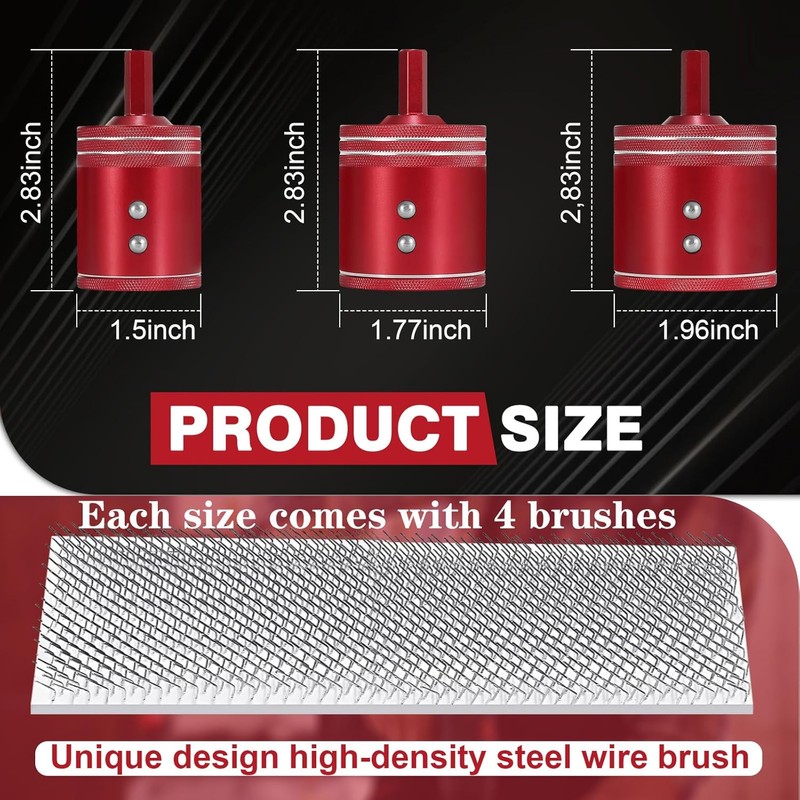 3 Pieces Set 1/2" 3/4" 1" Metal Copper Pipe Cleaner