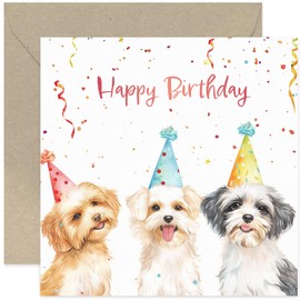 Old English Co. Birthday Card With Dogs On For Her - Luxury Dog Birthday Card for Women and Men - Happy Birthday Dogs Greeting Card for Family and Friends - For Mum Dad Sister Auntie | Blank Inside
