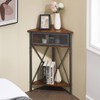 VECELO Corner Table Shelf with Storage Cabinet, Industrial Metal Frame