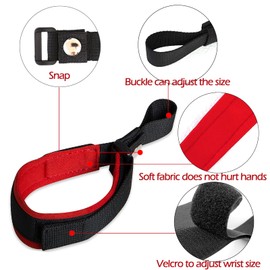 LFCXHTY Hands Free Adjustable Wrist Strap, Soft Comfortable Diving Fabric Safety Strap for Retractable Dog Leash (Black & Red, 2 Pack)
