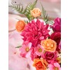 Serwalin Artificial Hot Pink & Orange Flowers, Magenta Silk Fake