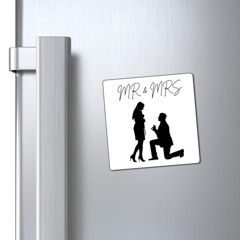 Magnet-Mr & Mrs Wedding Gift-BerkeleyDesigns - size: 3" × 3"