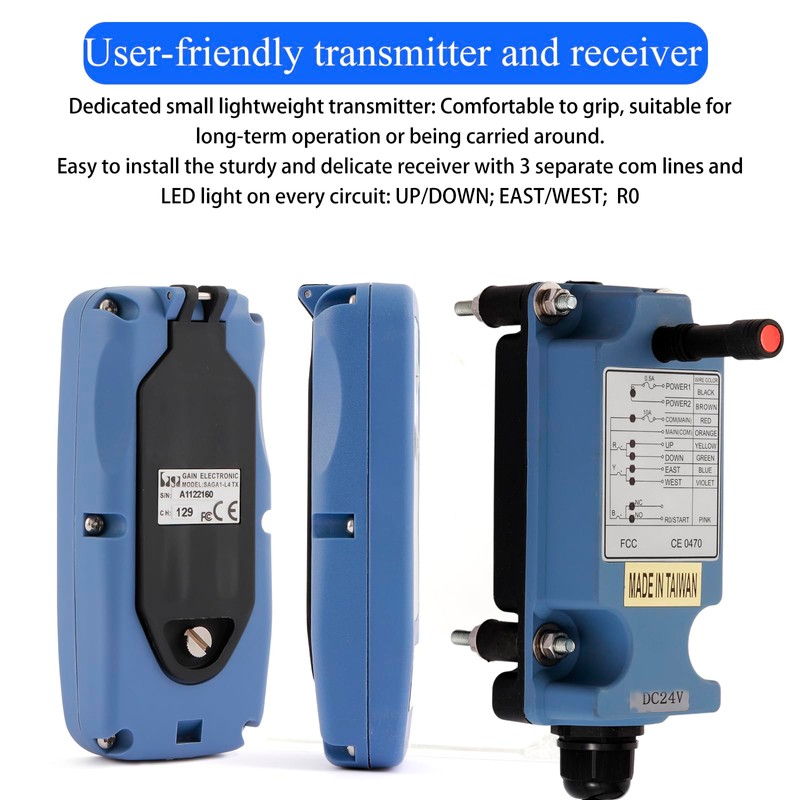 SAGA1-L6 Wireless Crane Remote Control 12-24V 4 Channel Taigate Switch